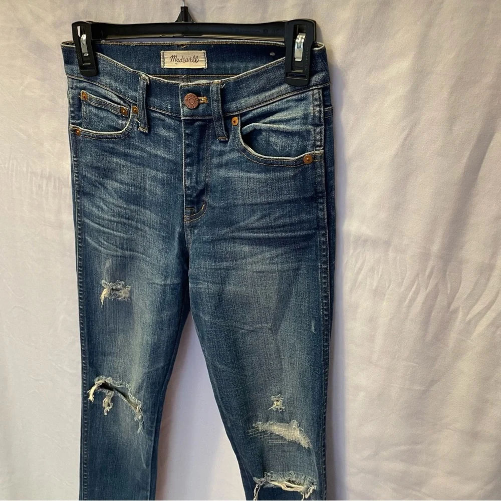 Madewell 9‎ Inch High Riser Skinny Skinny Distressed Denim Jeans Size 25 Stretch